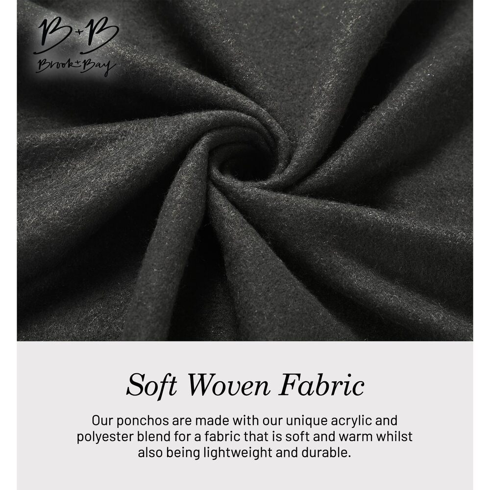 9244 Winter Poncho - Shawl Wrap & Womens Poncho Sweater W/tassels - Cardigan - Picture 6 of 7